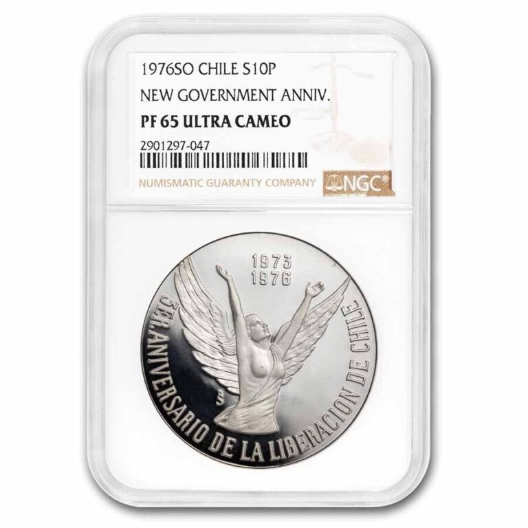 Read more about the article 1976-So Chile Silver 10 Pesos PF-65 Ultra Cameo NGC