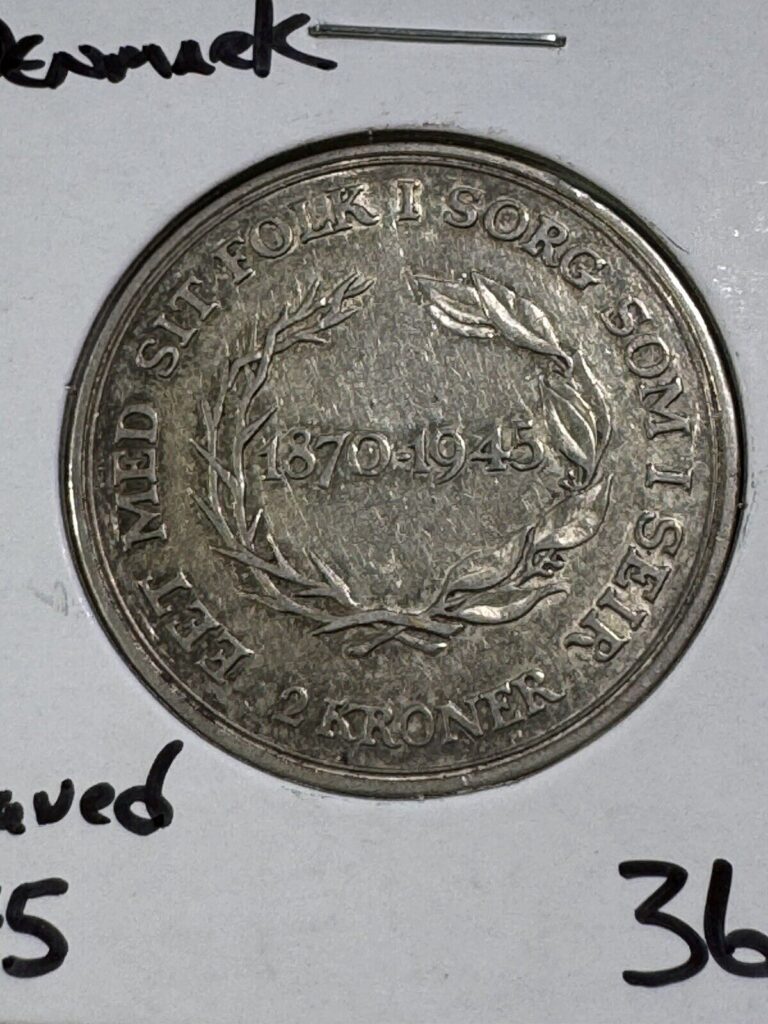 Read more about the article 1945 Denmark 2 Kroner Silver Coin Low Mintage Cleaned