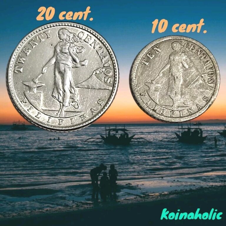 Read more about the article Philippines 20 Centavos and 10 Centavos Silver Coins 2 Coin Lot  Low .99c Shippin