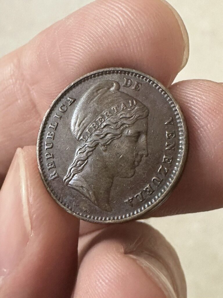 Read more about the article 1843 Venezuela Cooper Coin 1/4 Centavo “Monaguero” 3gr  Y#1