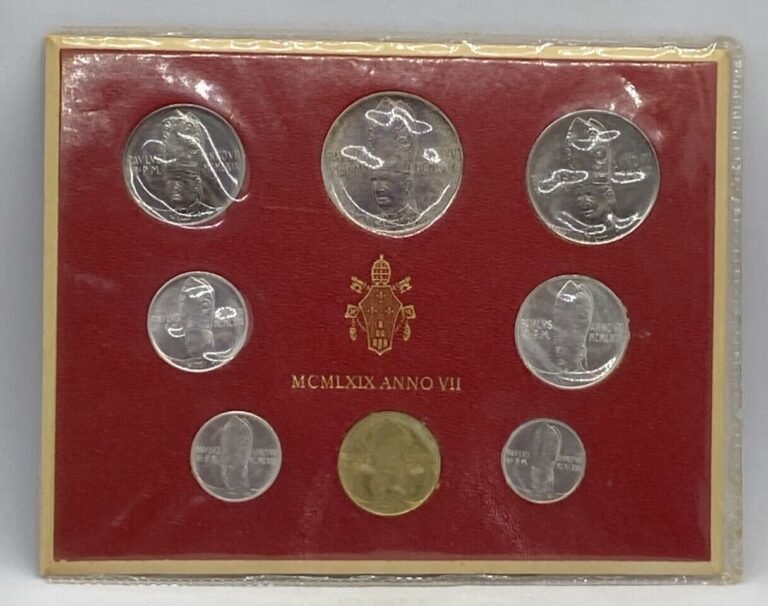 Read more about the article Vatican City Pontiff pope Paul VI MCMLXIX Anno VII Set 1969 Coins