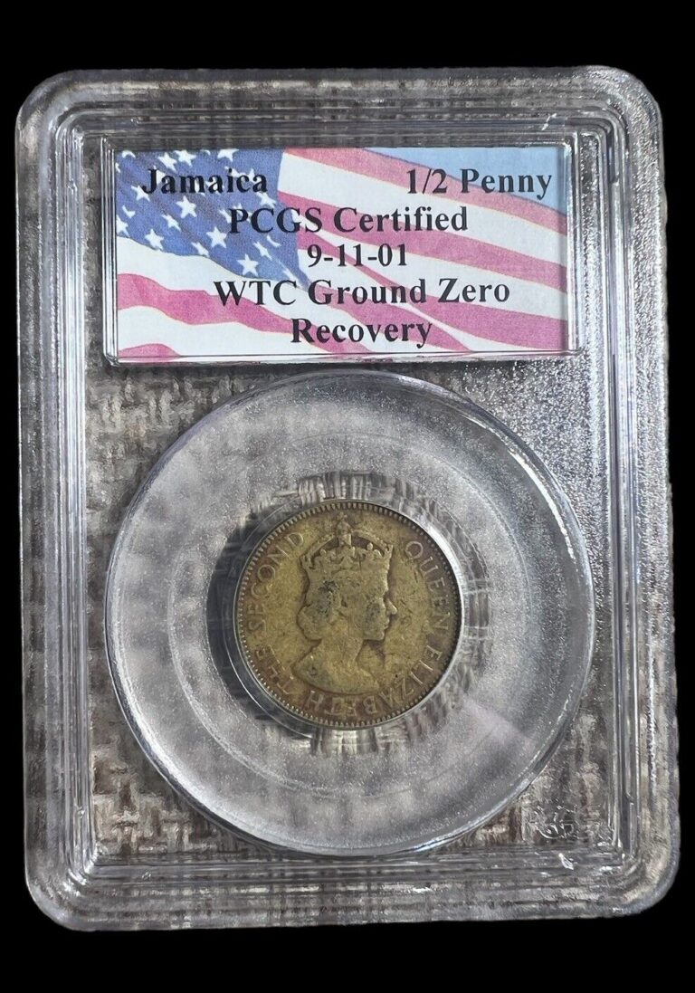 Read more about the article 1966  PCGS Certified Jamaica 1/2 Penny WTC Ground Zero Recovery  Free Shipping