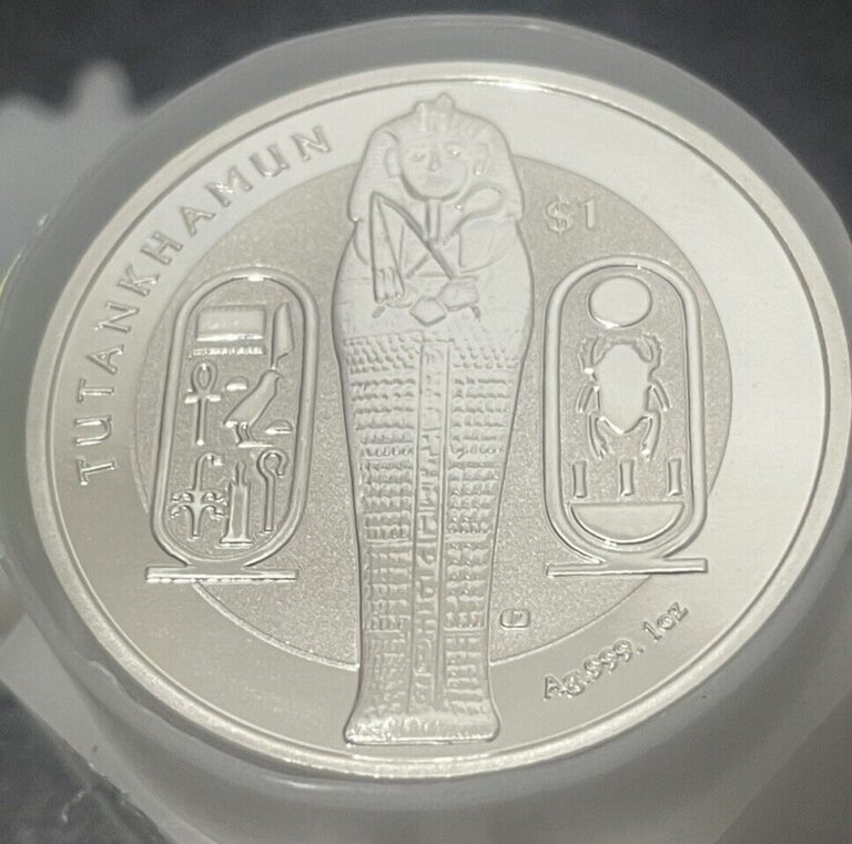 Read more about the article 2023 Sierra Leone 1 oz Silver $1 King Tut Sarcophagus Rev Frosted Egypt