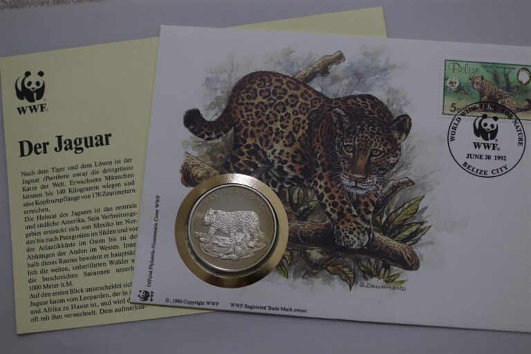 Read more about the article 🧭 🇧🇿 BELIZE 1986 WWF 30 Years JAGUAR COIN COVER + COA B76 #112