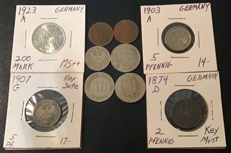 Read more about the article (10) 1874-1914 German States / Empire / Reich 1  2  5  10 and 200 Mark Coin Lot