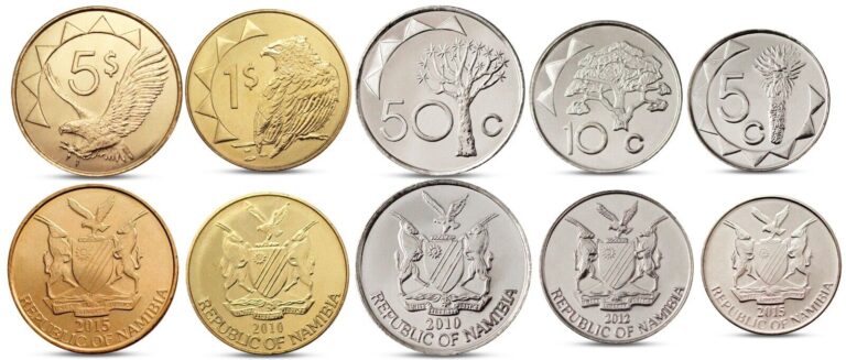 Read more about the article NAMIBIA 5 COINS SET 5 – 50 CENTS  1  5 DOLLARS BIRDS 2010 2015 UNC