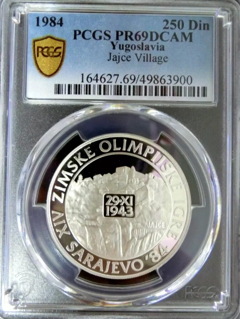 Read more about the article PCGS PR69 Yugoslavia 1984 Jajce Village Silver 250 Din Almost Perfect PF