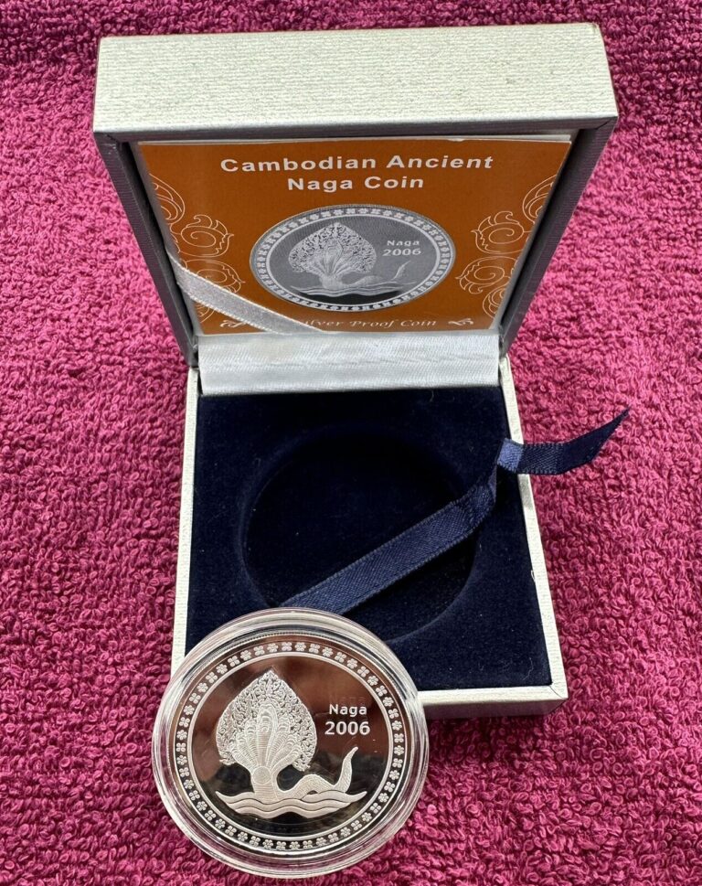 Read more about the article Cambodia  2006 Naga Silver Commemorative Coin Boxed BU UNC w/ Certificate