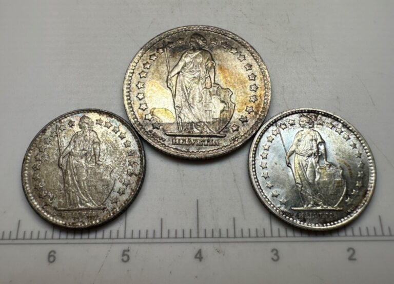 Read more about the article Group of 3 Switzerland 83.5% Silver World Coins (1940  1951  1957)