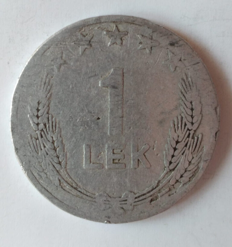 Read more about the article 1964 Albania 1 Lek Coin  Aluminum  Agrarian Design  KM# 43