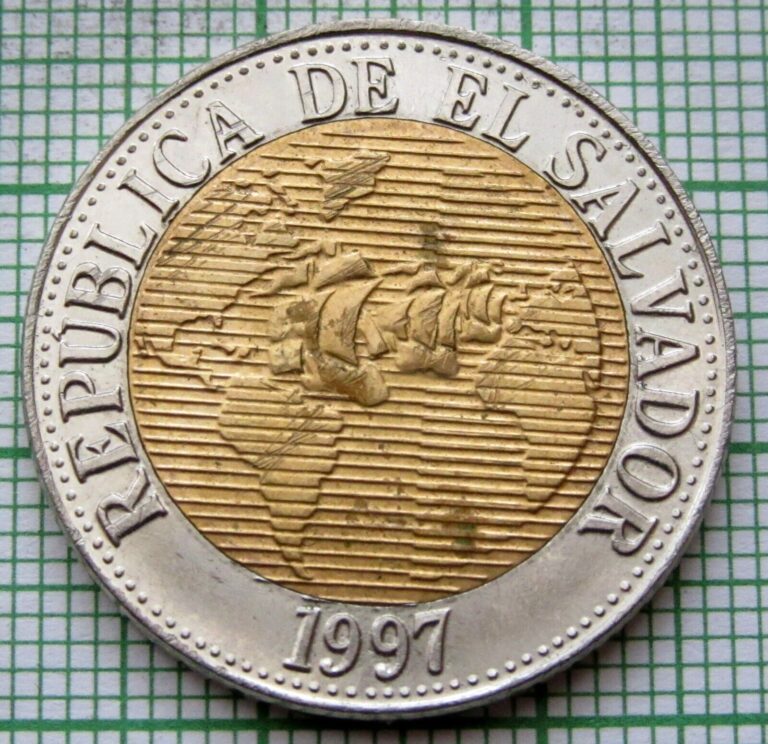 Read more about the article EL SALVADOR 1997 5 COLONES  Bi-Metallic ULTRA RARE not released in circulation