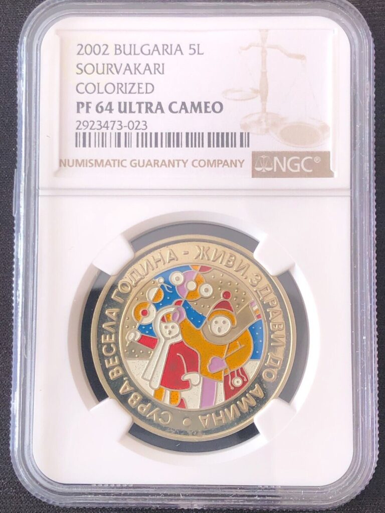 Read more about the article Bulgaria 5 Leva 2002 NGC PF64 Ultra Cameo Sourvakari Colorized Coin