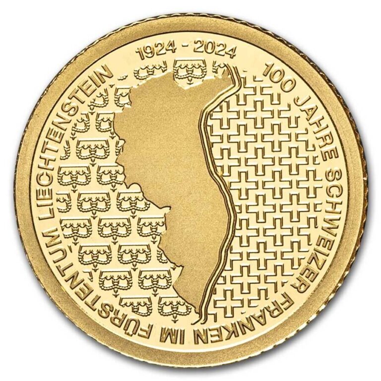 Read more about the article 2024 Liechtenstein 1/2 gram Proof Gold 100 Years Swiss Franc