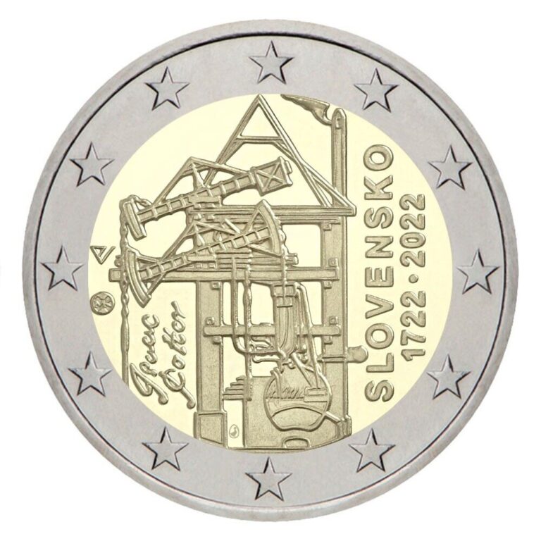 Read more about the article Slovakia 2022 Atmospheric Steam Engine 2 Euro Coin. UNC From Bank Roll.