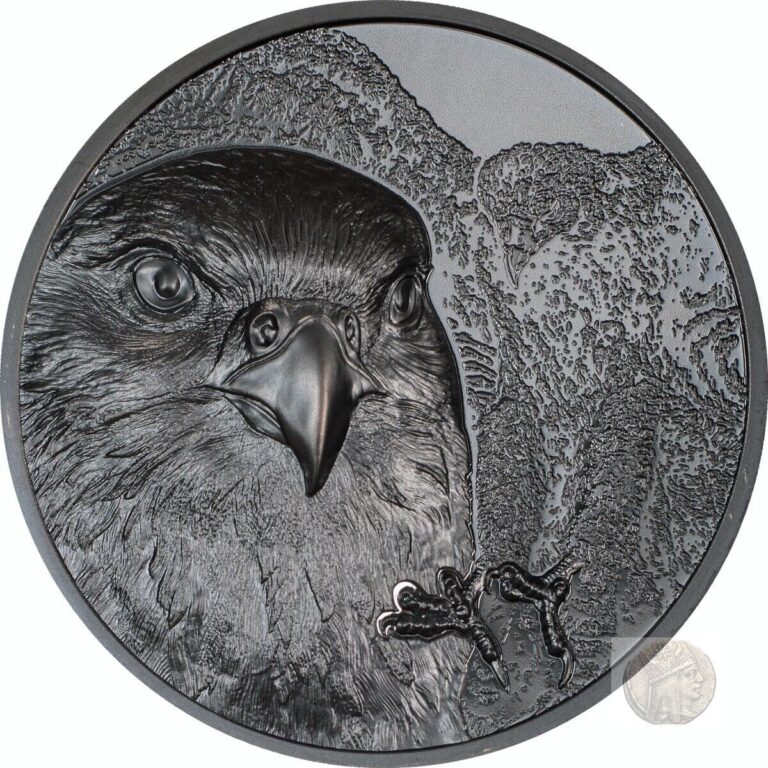 Read more about the article Mongolian Falcon 2 oz Silver Black Proof Coin 2023