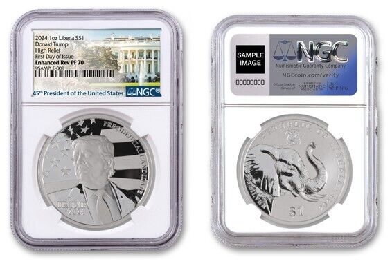 Read more about the article Liberia 2024 Trump High Relief 1oz Silver NGC Enhanced Reverse PF70 FDOI