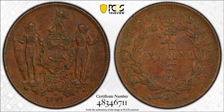 Read more about the article 1907 H British North Borneo 1 Cent  PCGS AU 50 Graded AU50 FREE SHIPPING