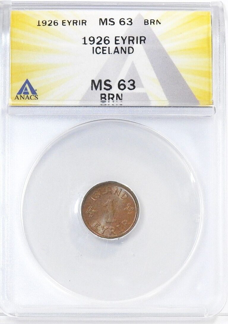 Read more about the article 1926 Iceland 1 Eyrir Choice Uncirculated Brown ANACS MS63 BRN