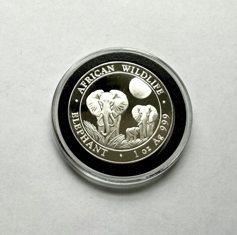 Read more about the article 2014 SOMALIA ELEPHANT 1 oz SILVER – GEM BU