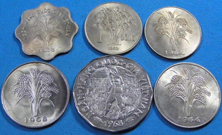 Read more about the article Vietnam Lot of 6 Diff Lustrous High Grade Coins 1960 to 1968  Combined Shipping