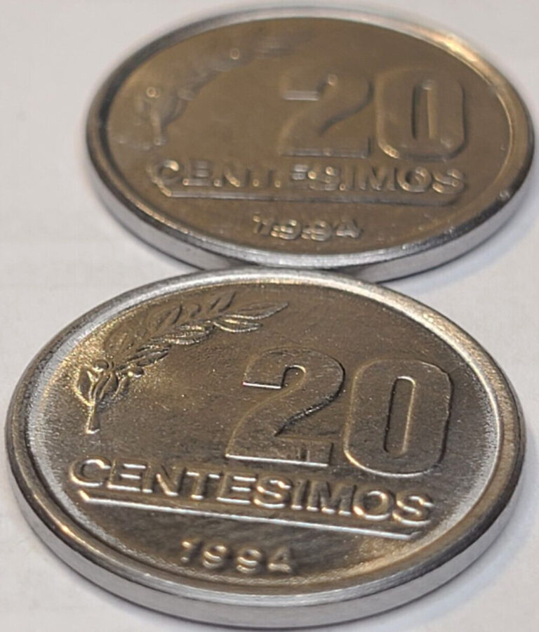 Read more about the article (2) 1994 URUGUAY 20 CENTESIMOS COINS (2 COIN LOT) KM# 105  US SELLER