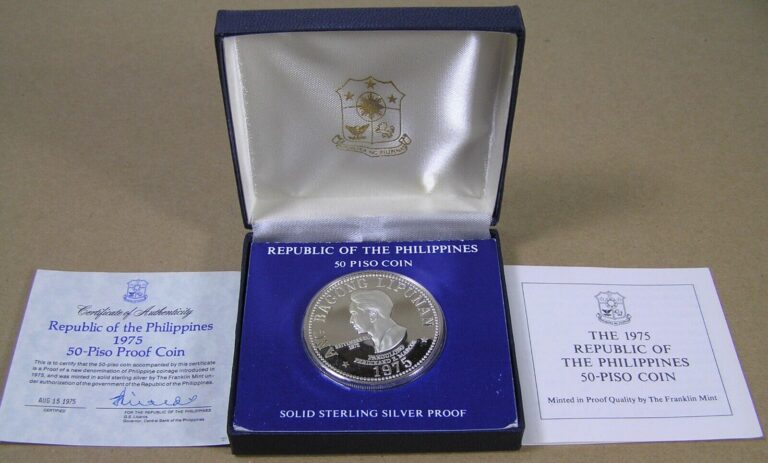 Read more about the article Philippines 50 Piso .925 Silver Coin 1975 Proof in Case and COA  Ferdinand Marcos