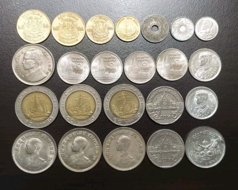 Read more about the article VINTAGE THAILAND COIN GROUP LOT OF 23 THAI COINS INCLUDE COMMEMORATIVE