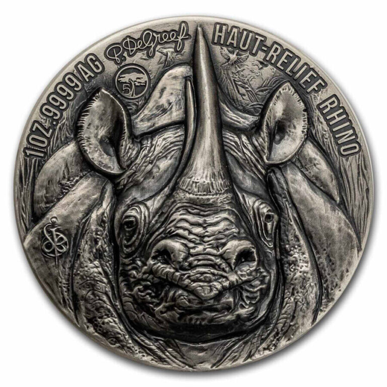 Read more about the article 2024 Ivory Coast 1 oz Antique Silver P. De Greef: Rhino