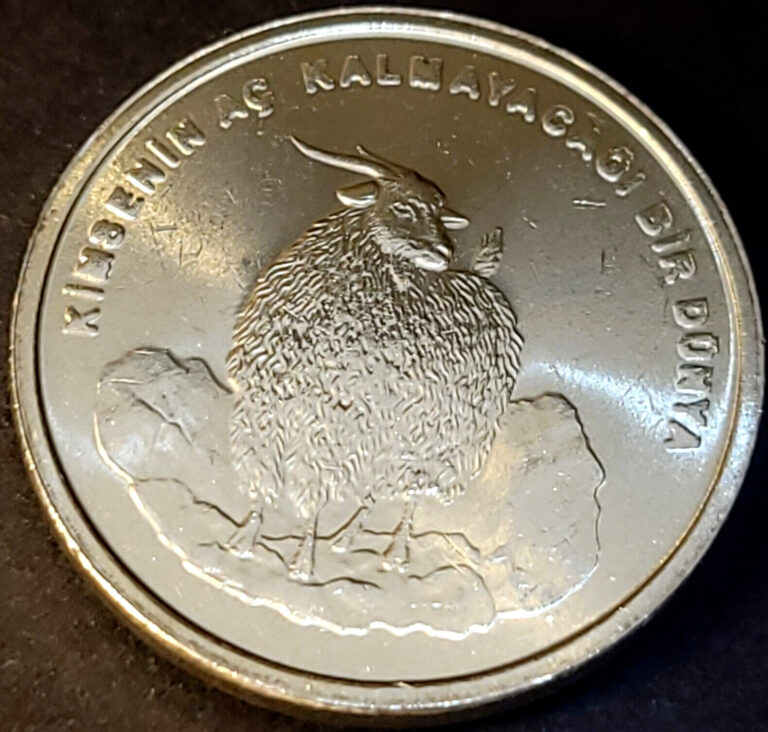 Read more about the article Turkey Türkiye 2002 750 000 Lira – (FAO) Angora Ram – Animal Coin Goat UNC