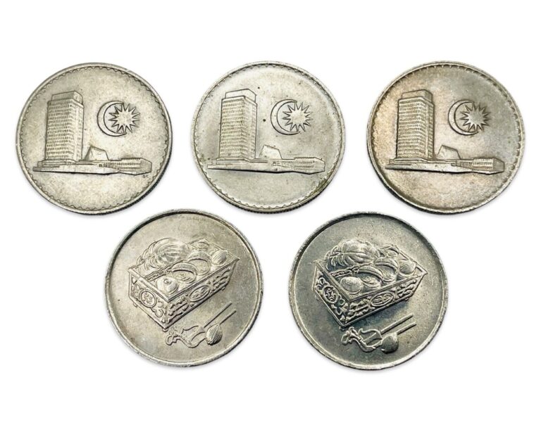 Read more about the article Lot of 5 Malaysia 20 Sen Coins – Different Dates – Combined Ship