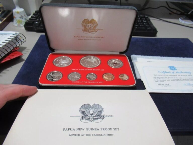 Read more about the article 1976 PAPUA NEW GUINEA – OFFICIAL PROOF SET w/ 2 SILVER CROWNS and COA – 1.7 Oz ASW