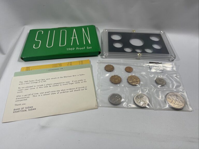 Read more about the article 1969 REPUBLIC OF SUDAN 8 COIN PROOF SET MINT SEALED PACK LOW MINTAGE: 2149