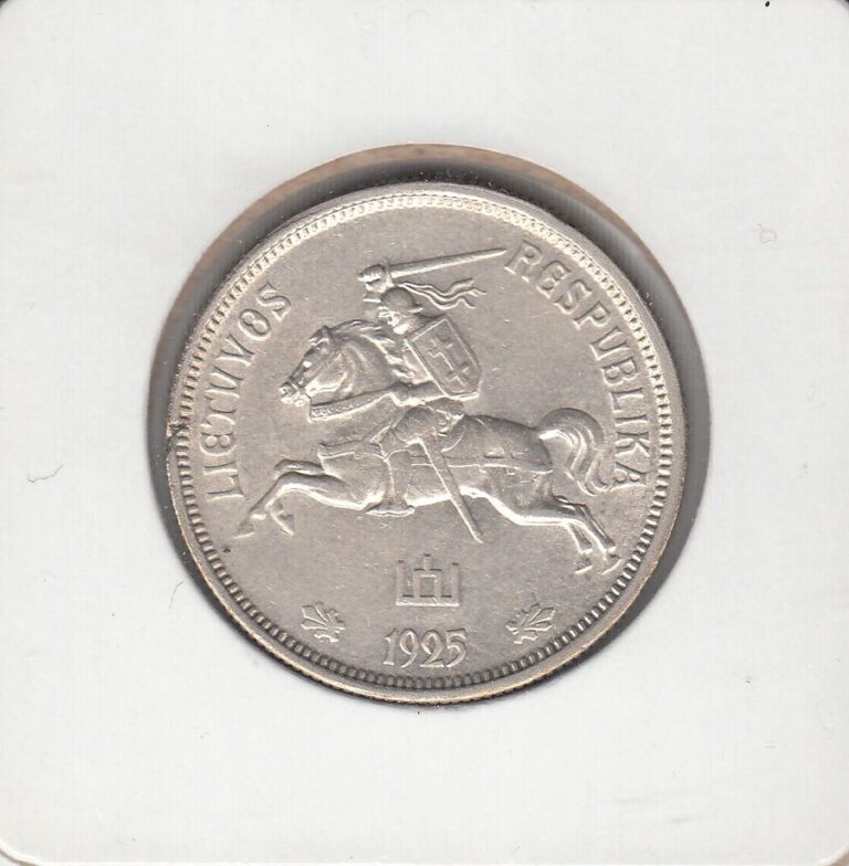 Read more about the article 1925 LITHUANIA Arms – KNIGHT HORSEMAN 5 Litai Old Lithuanian Silver Coin