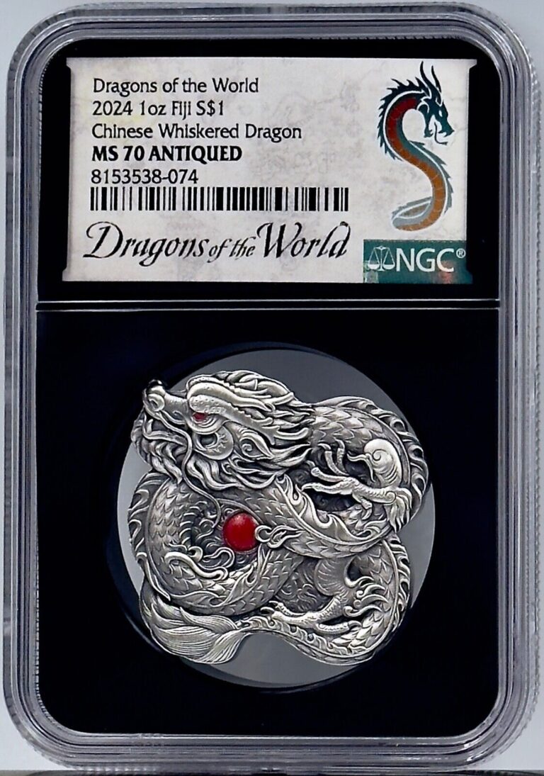 Read more about the article Whiskered Dragon 2024 Fiji Silver Coin NGC MS 70 Antiqued Dragons of the World