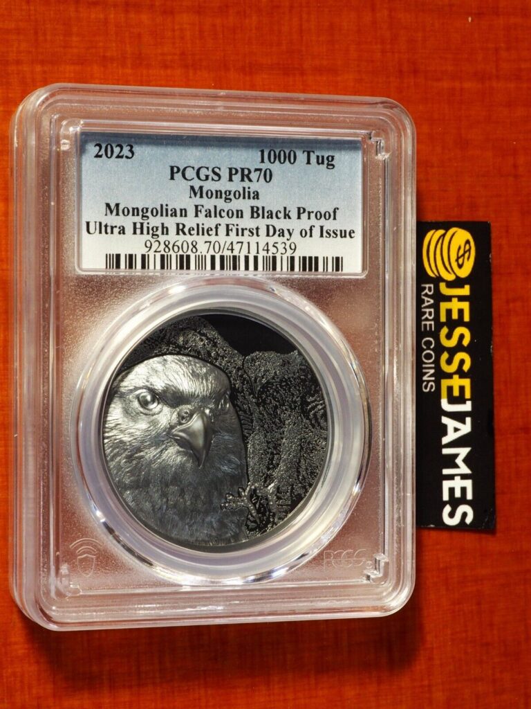 Read more about the article 2023 MONGOLIA BLACK PROOF SILVER FALCON PCGS PR70 ULTRA HIGH RELIEF FDI