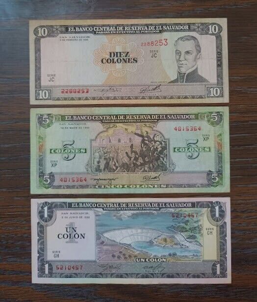 Read more about the article El Salvador banknotes coins paper money lot 1018