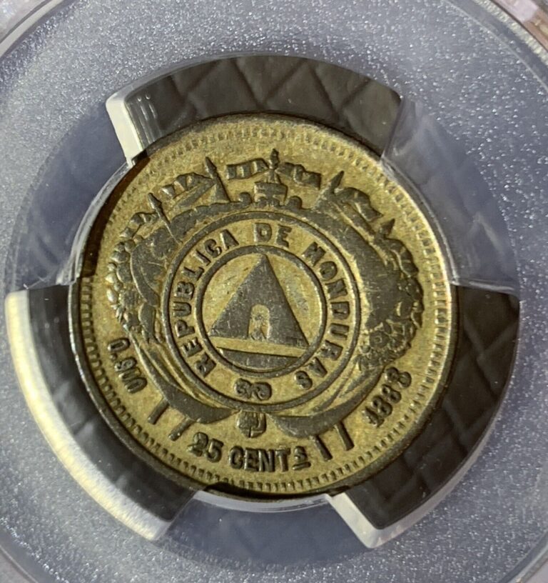 Read more about the article HONDURAS 25 centavos 1888/3  KM-50  better overdate  PCGS VF