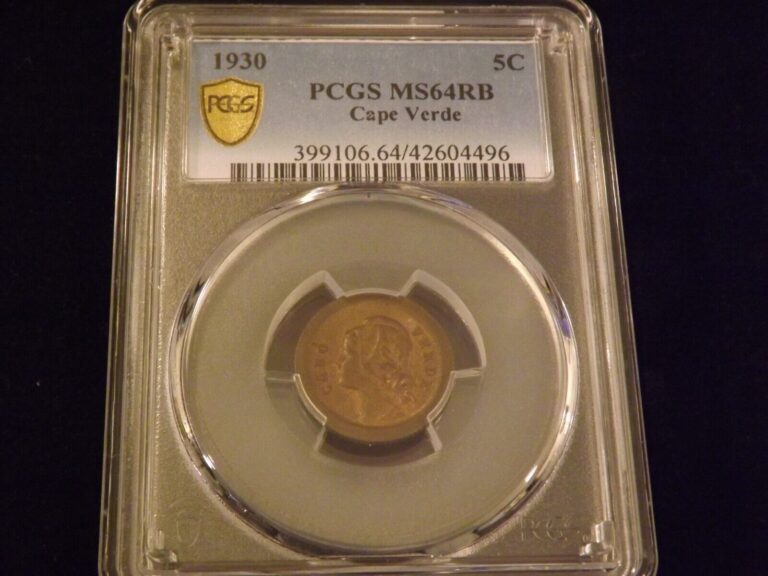 Read more about the article 1930  5c       CAPE VERDE    PCGS  MS 64 RB