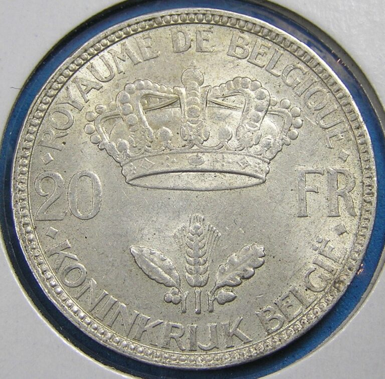 Read more about the article Belgium 20 Francs Silver Coin 1935 Leopold III  KM-105  Free S/H after 1st item