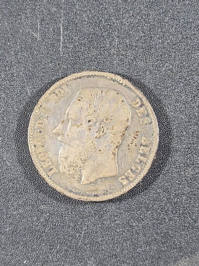 Read more about the article 1873 Belgium 5 Mark Silver  – Solid  VF   stk#M76