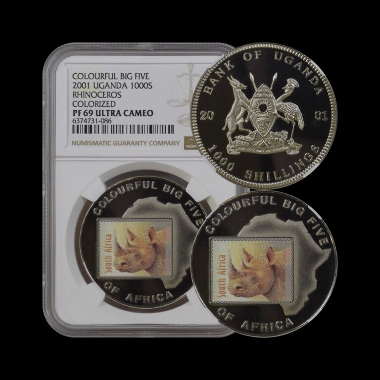 Read more about the article UGANDA. 2001  1000 Shillings – NGC PF69 – Top Pop 🥇 White Rhinoceros