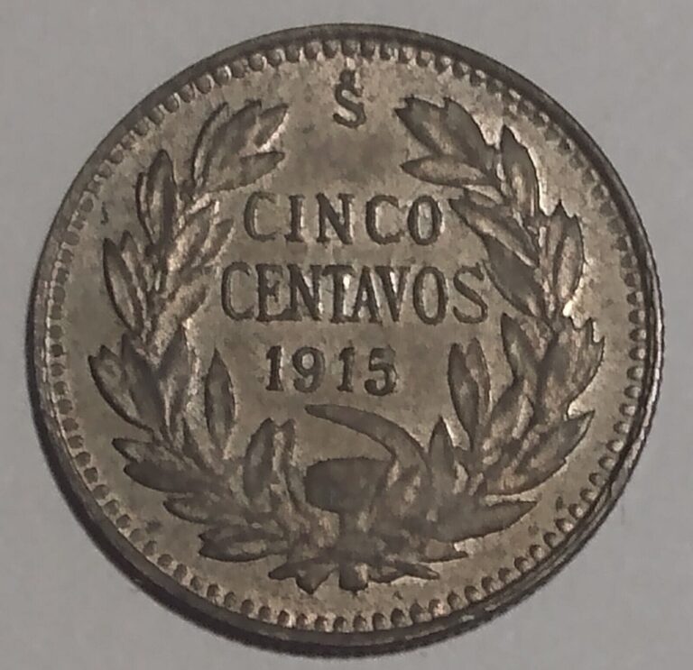 Read more about the article 1915 CHILE 5 CENTAVOS .450 SILVER SMALL COIN