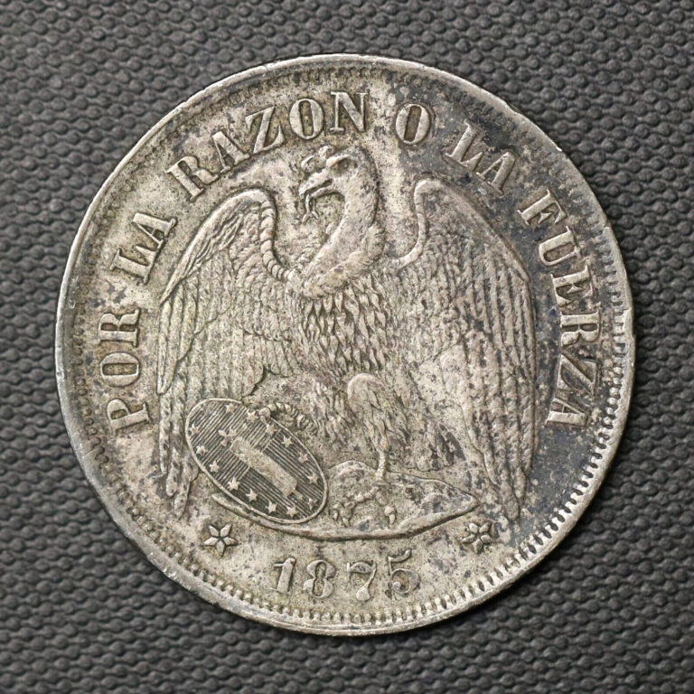 Read more about the article 1875 1 Peso Chile .900 Silver Coin