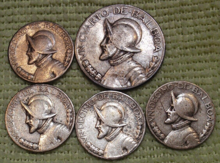 Read more about the article 1930 PANAMA LOT OF 5 SILVER COINS 1/10 – 1/4 BALBOA