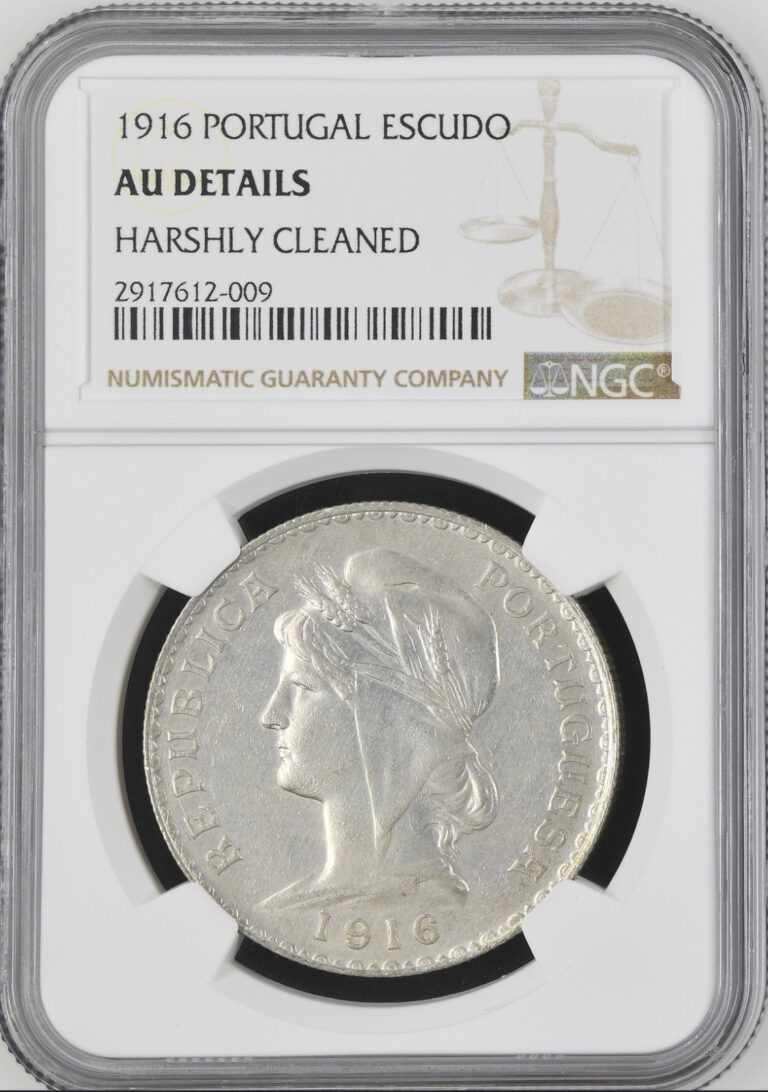 Read more about the article :1916 1-ESCUDO PORTUGAL NGC AU-DETAIL LIBERTY HEAD RIGHT LOW-POP HIGHER-GRADES