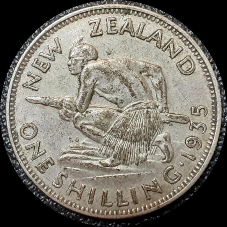 Read more about the article New Zealand 1935 shilling old silver world coin #4522