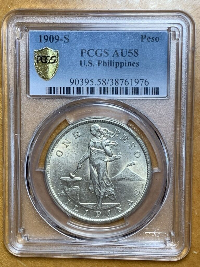 Read more about the article 1909 S U.S. Philippines Silver Peso PCGS AU58