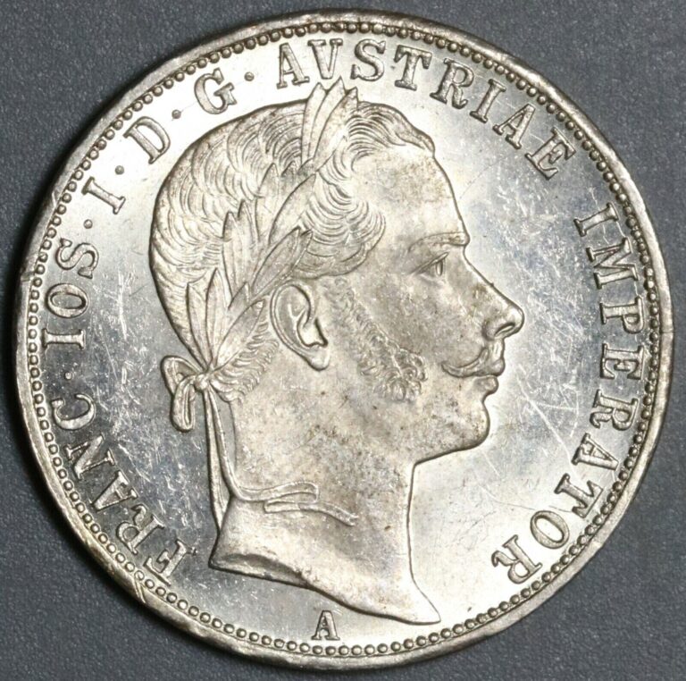 Read more about the article 1860-A Austria 1 Florin BU Franz Joseph Vienna Mint Silver Coin (23121210R)