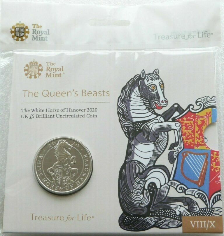 Read more about the article 2020 Queen’s Beasts WHITE HORSE OF HANOVER £5 5 Pounds BU Coin ~Mint Sealed Pack