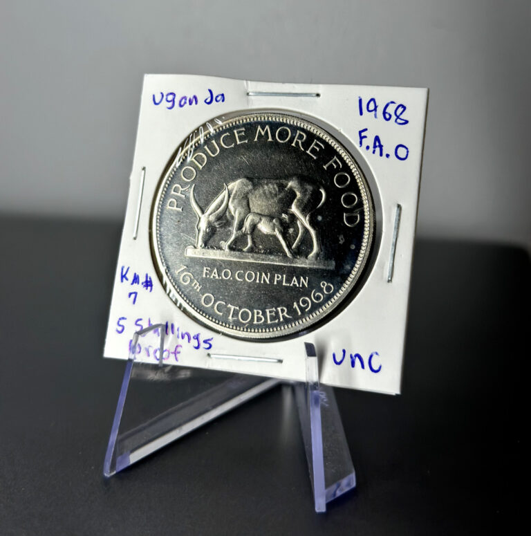 Read more about the article 1968 Uganda FAO 5 Shillings Proof Coin UNC Uncirculated – F.A.O. Coin Plan